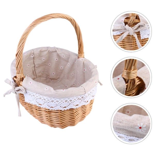

storage baskets 1pc hand-woven willow basket rattan for picnic wedding parties
