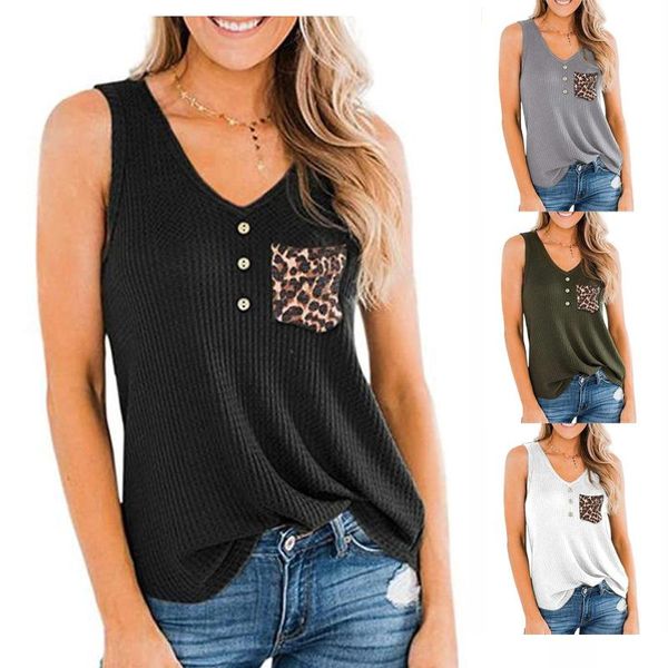 

fashion women leopord print camisole sleeveless vest blouse women's tanks & camis, White