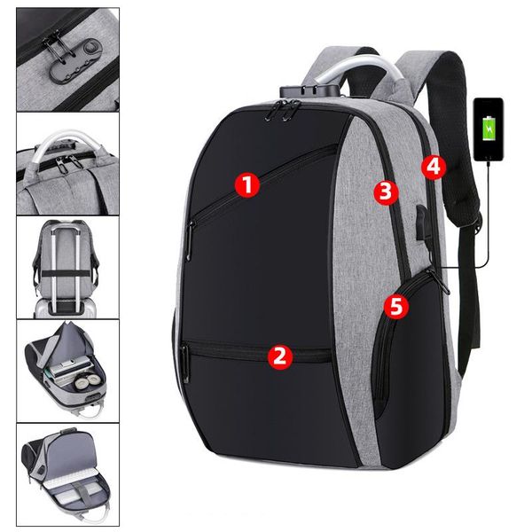 

backpack anti theft code lock men oxford black large capacity leisure bagpack male