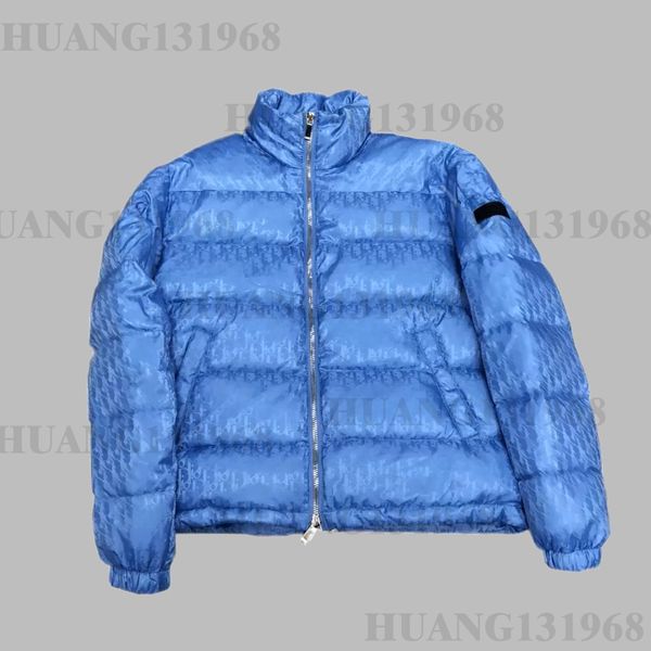 

men's down jacket oblique print puffer jackets technical embroidery with double zipper structure left sleeve letter embroidery cotton t, Black