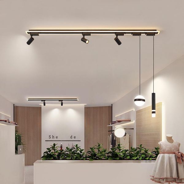

modern led chandelier lightings dining room restaurant hanging light office fixtures bar illumination study black lamps 90v-260v track light