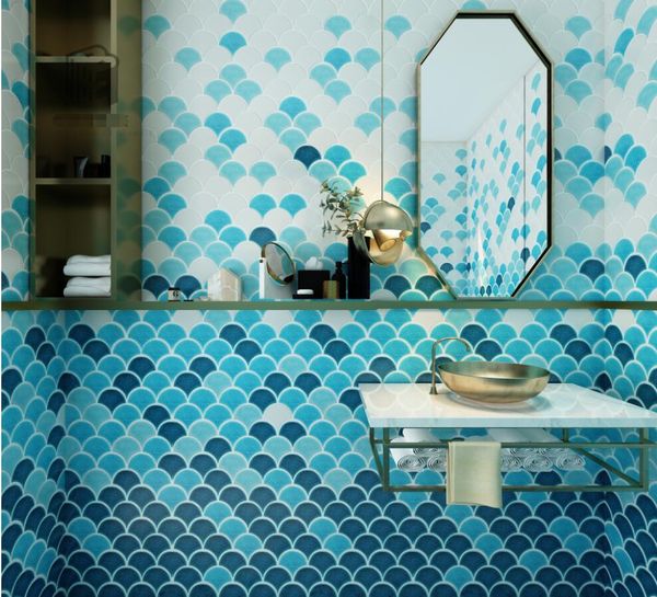 

fan shaped dragon scale tiles mosaic double layer ice crack brick thick ice-crack mosaics tile indoor background wall bathroom bricks