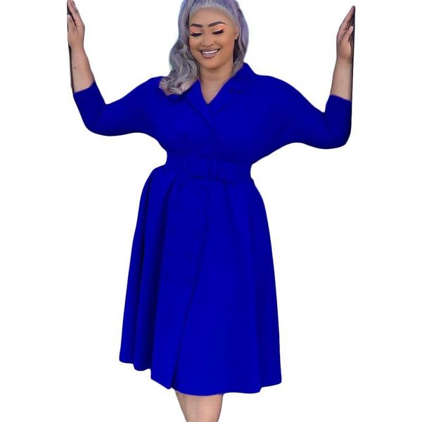

ethnic clothing long sleeve african dresses for women autumn v-neck plus size dress clothes with belt, Red