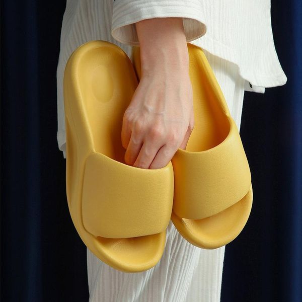 

mute eva sofa slides women thick sole soft indoor slippers couple anti-slip sandals men summer platform shoes bath 2021, Black