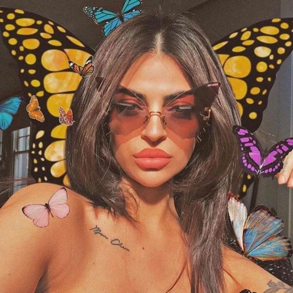 

sunglasses 2021 butterfly gradient women's fashion personality, White;black