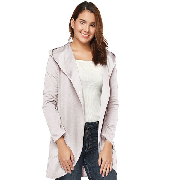 

hoodies Autumn winter button with hood long wide shirt sweater, Black