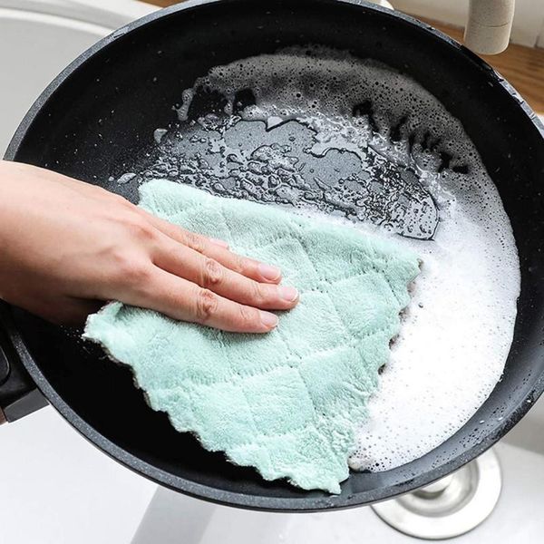 

cleaning cloths 5pcs washcloths nonstick oil coral velvet hanging kitchen dishclout hand towels effectively clean stains dish