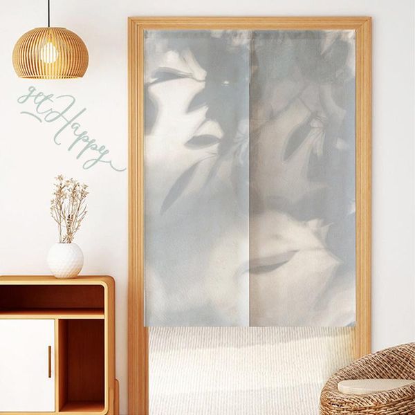 

curtain & drapes modern minimalist door partition green plant silhouette living room bedroom half short noren