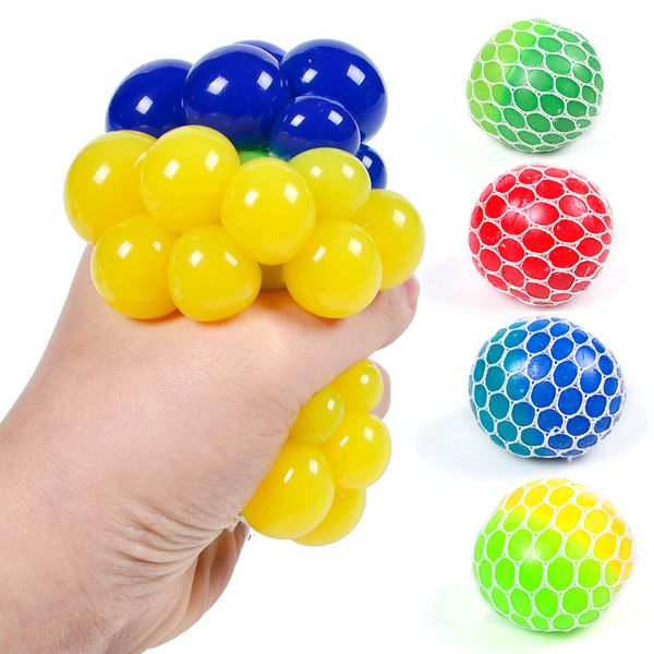 6.0CM Bicolor Squishy Ball Fidget Toy Mesh Squish Grape Ball Anti Stress Venting Balls Divertenti Spremere Giocattoli Antistress Giocattoli di decompressione Sollievo dall'ansia