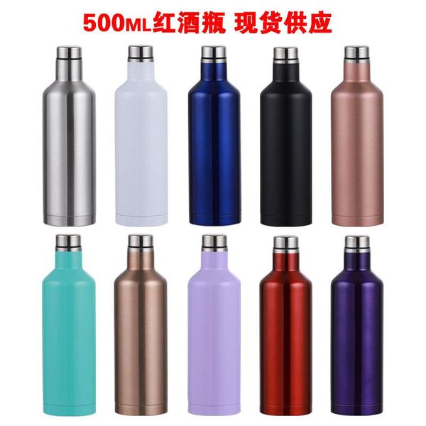 

water bottles 500ml red wine bottle vacuum flask 304 stainless steel outdoor sports european and american ice tyrant beer mug customiza