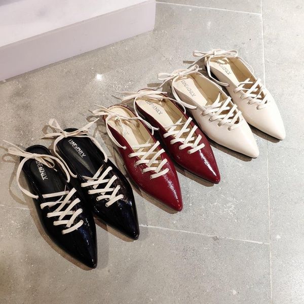 

flat shoes female womens slippers outdoor low slides cover toe fashion pantofle luxury pointed 2021 rubber basic pu fabric rome, Black