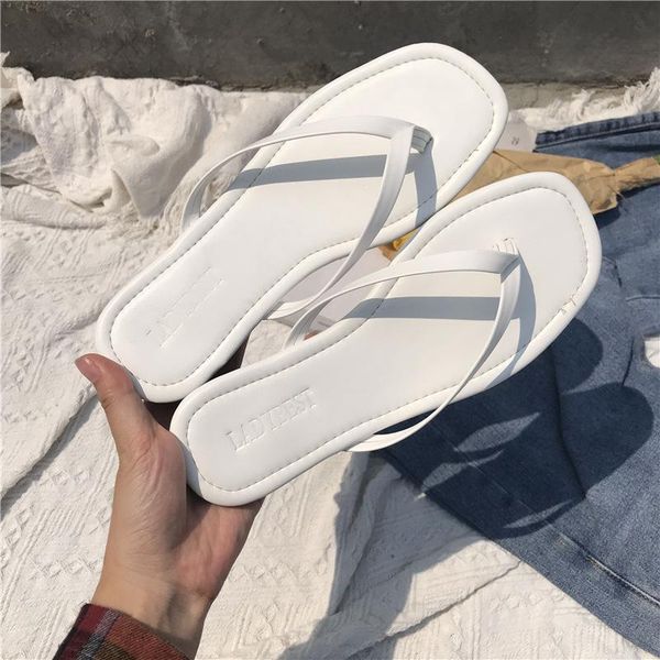 

summer slippers fashion female beach soft bottom flip flops flat sandals 35-39, Black