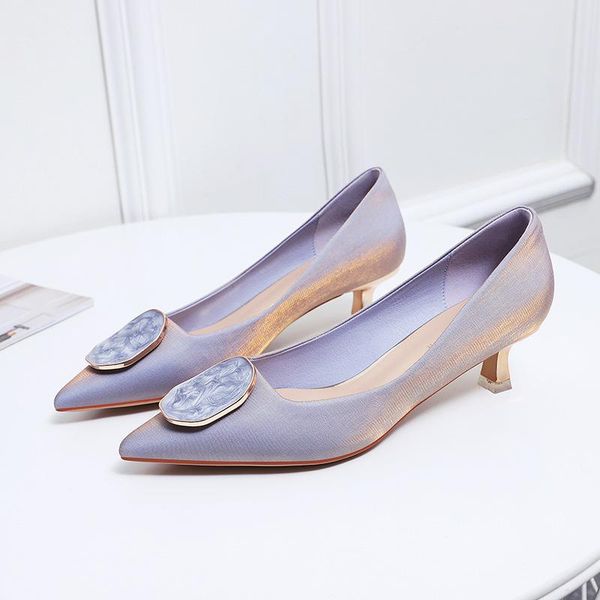 

spring summer style pointed toe high heels pumps shoes beige slik smiple dress stiletto slim women black