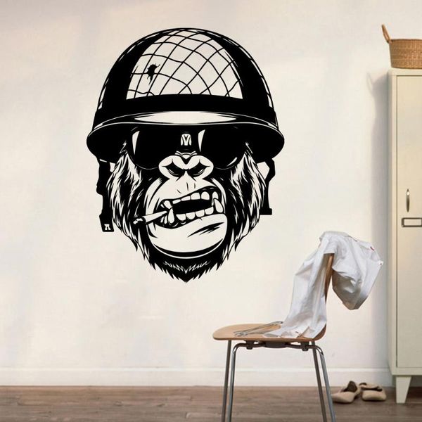 

wall stickers boy room gorilla smoking soldier sticker army monkey kids decal home decor decoration