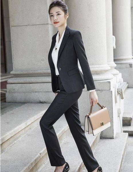 

women's suits & blazers fabric ladies pantsuits professional business with jackets and pants for women office uniform styles se, White;black