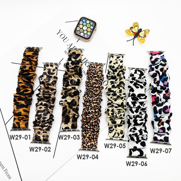 Cor de pintura de cor cinta para Apple Watch SE 6 5 4 3 2 1 Ajustável Elastic Trançado com Conector Adaptador Leopard Star Rainbow Camuflage