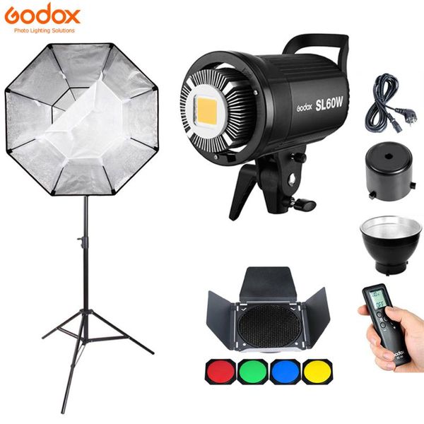 

godox sl60w sl-60w 5600k white version lcd panel continuous led video light + 280cm stand 95cm octagon bowens softbox flash heads