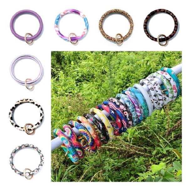 72 Stil Partybevorzugung PU-Lederarmband Schlüsselanhänger Partybevorzugung Leopard Kaktus Schlange Regenbogen Sonne Blumendruck T2I52998