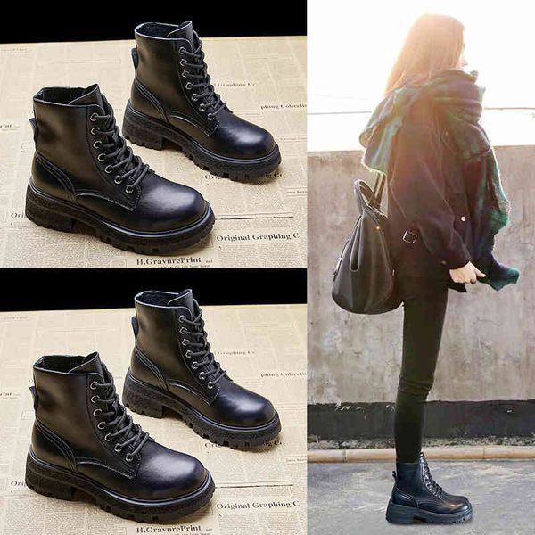 

boots genuine leather chunky shoes woman booties black women heels rubber ankle female platform l8p0