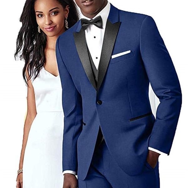 

men's suits & blazers brand groomsmen navy blue groom tuxedos peak black lapel men wedding man bridegroom (jacket + pants vest tie, White;black