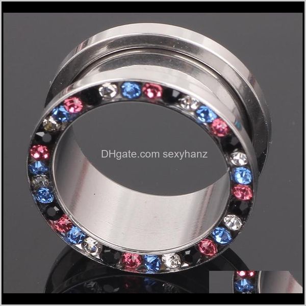 Tunnels Körperschmuck Drop Lieferung 2021 Chirurgenstahl Multi Gem Screw Fit Plugs Gauge Expander Ohrläppchen Taper Stretcher 4-20 mm Piercing Ohr