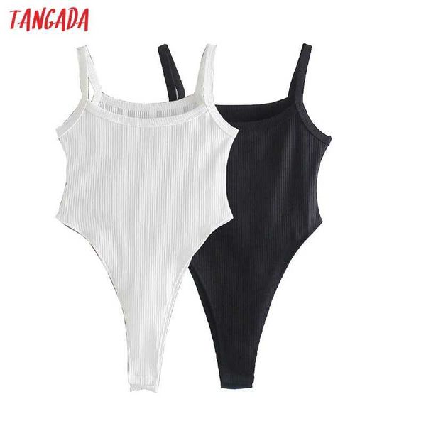 

tangada women solid waist hollow white sleeveless bodysuit big stretchy european fashion shirt playsuit qj161 210609, Black;white