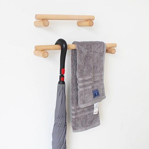 

creative wooden towel rack wall-mounted punch-bathroom shelf kitchen storage bar for accessories racks