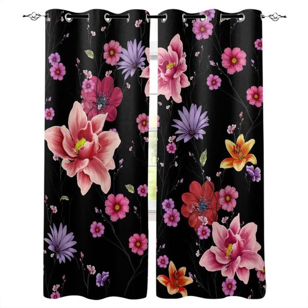 

curtain & drapes plant red flower watercolor window home decor curtains for living room bedroom kitchen panel