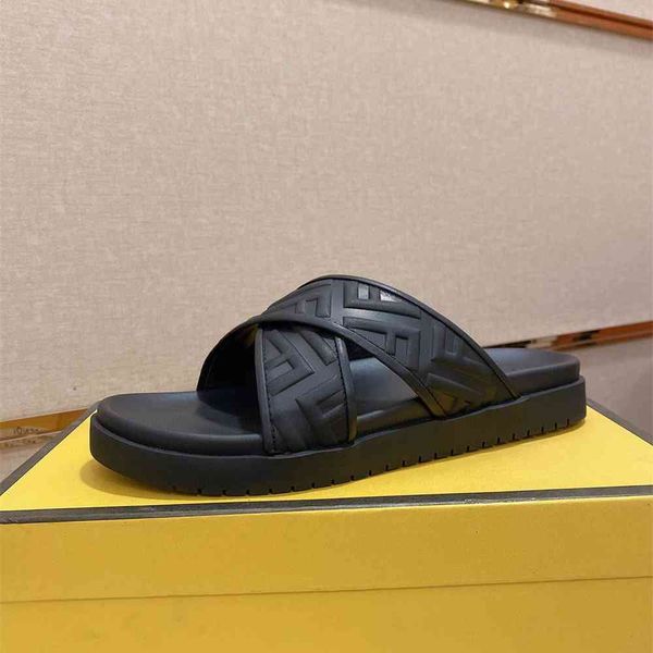 

70% off wholesale sandals flip-flops summer new cross sandals embossed leather surface outdoor thick soled beach guangzhou shoes, Black