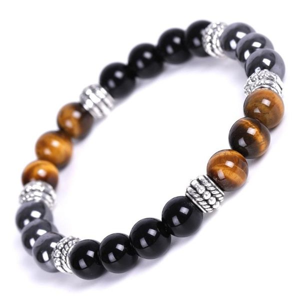 

bangle fashion bracelet men and women classic antique natural stone pendant, Black