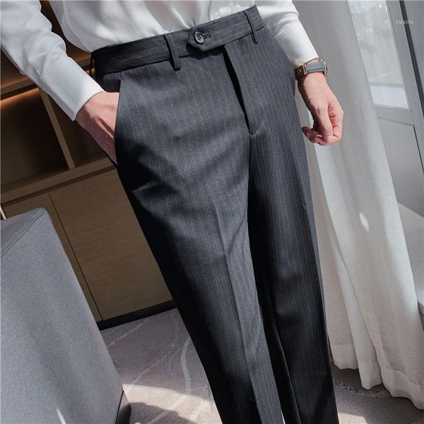 

men's suits & blazers classic striped pant business dress suit pants casual office social trousers wedding streetwear men cloth, White;black