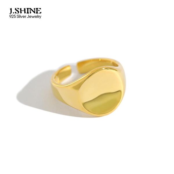 

cluster rings jshine minimalist geometric s925 sterling silver ring ins round glossy surface finger opening 925 accessories, Golden;silver