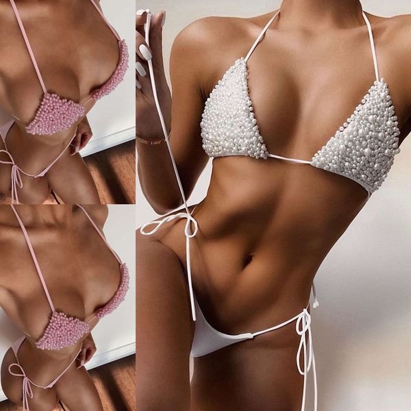 

2020 solid pinball bikini split swimsuit fm1926, White;black