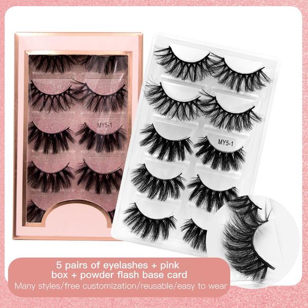 

false eyelashes 5 pairs of 5d mink natural thick eyes makeup long eyelash reusable