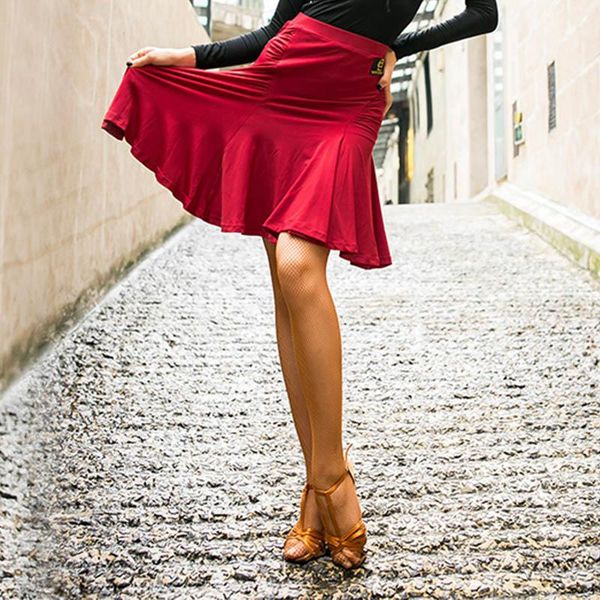 

women latin dance skirt fashion tango salsa cha samba rumba stage performance outfit ballroom practice dancing wear df1702, Black;red