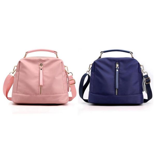 

evening bags 2 pcs handbag simple retro messenger bag waterproof nylon lady female zipper wallet, pink & blue