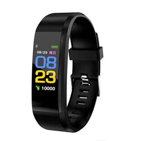 ID115 Renkli Ekran Akıllı Bilezik Bileklik Spor Izci Pedometre Watch Band Kalp Hızı Kan Basıncı Monitör Bileklik Android için