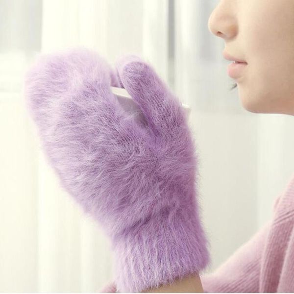 

sports gloves 1 pair wool girls fur winter mittens fingerless, Black