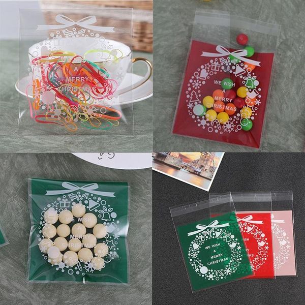 

gift wrap 100pcs/pack year cellophane plastic self-adhesive candy&cookies bag christmas bake biscuit packing wrapper
