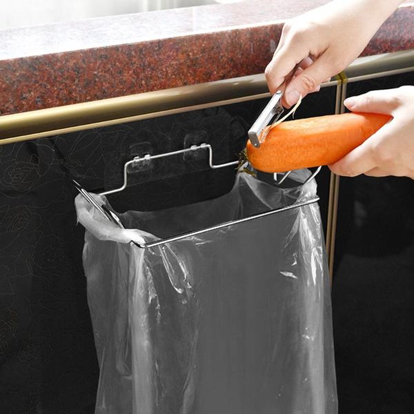 

kitchen storage & organization stainless steel trash bag holder garbage bags hanger cupboard stand support rack accessories