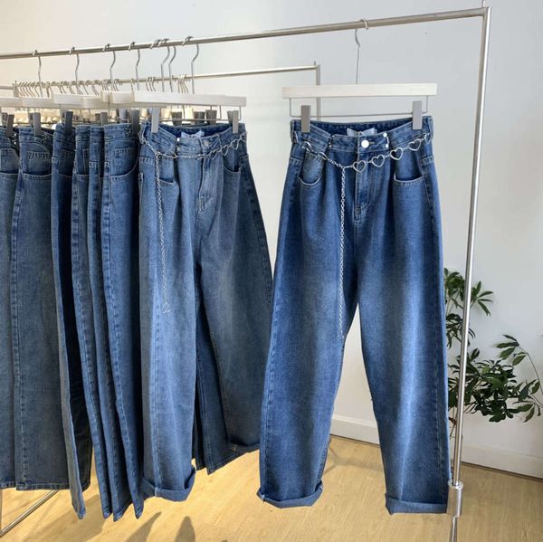 

wide leg in summer thin women's loose high waist pants, Blue