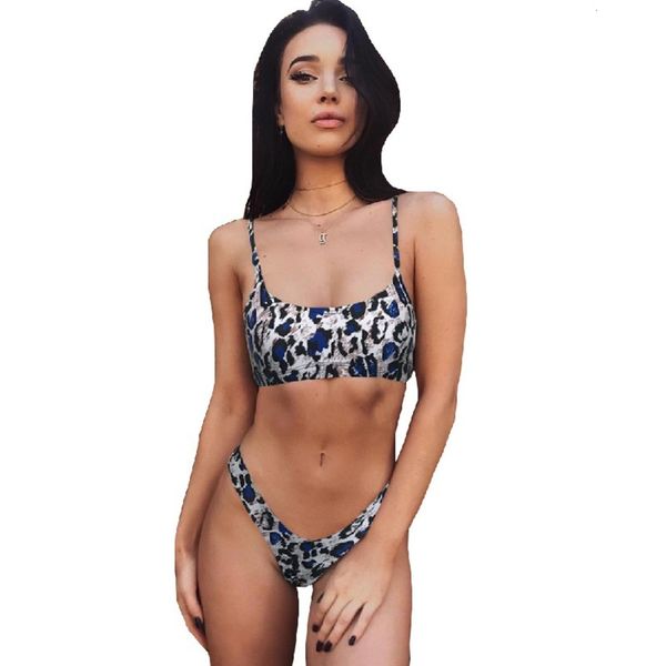 

leopard print bikini swimsuit women's split swimsuit, White;black