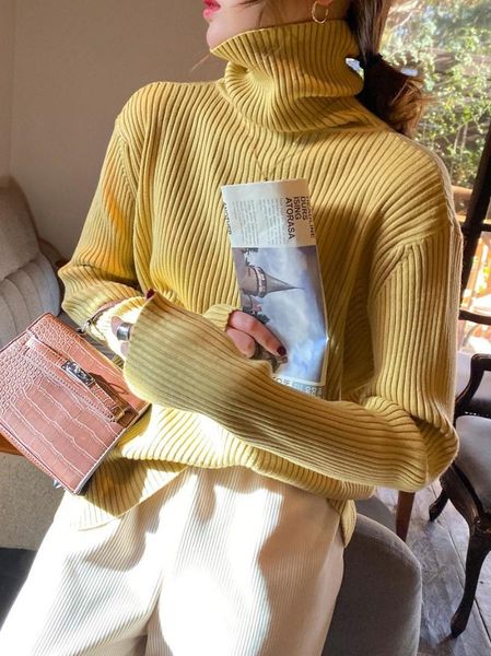 

women's sweaters the sweater female brim korean sets more loose outside the autumn and winter wear turtleneck inside take knitted backi, White;black