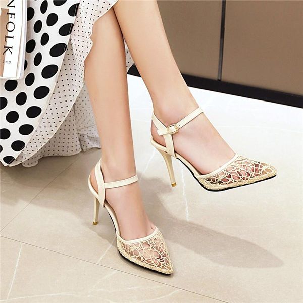 

summer 2021 sandals transformed into super high fine heel mesh women shoes, Black