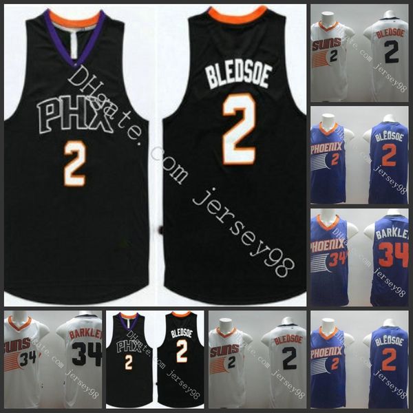 

phoenix suns men #34 charles barkley #2 eric bledsoe retro basketball jersey, Black