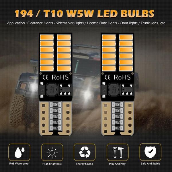 

accessories bulb globe car led light smd w5w 501 wedge 12v-24v 24 4014 emergency lights