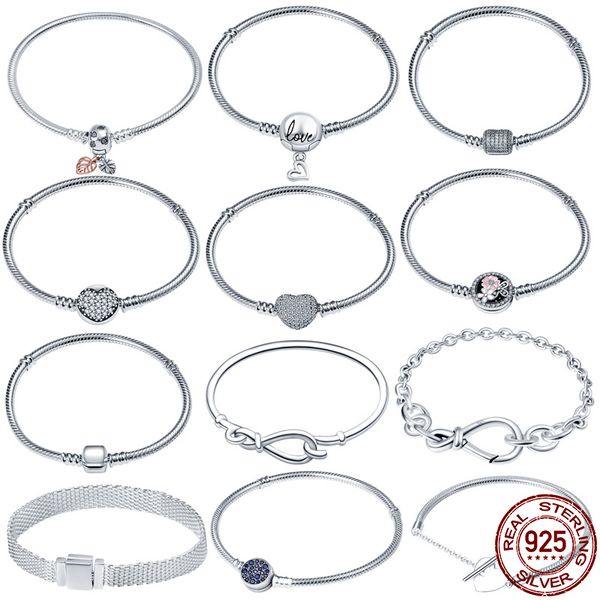 

classic series 100% 925 sterling silver heart bracelet fit original beads charms diy jewelry gift for women, Black
