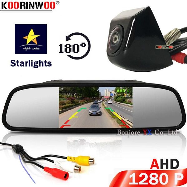 

car rear view cameras& parking sensors koorinwoo 1028p ahd 180 wide angle camera 4.3" rearview mirror monitor reverse priority system