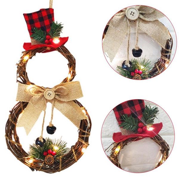 

christmas decoration ornaments led snowman garland wreath wall hanging door home party decor pendant decorative flowers & wreaths