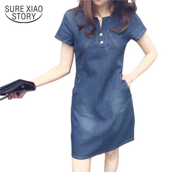 

summer casual jeans dress with button pocket korean denim dress for women denim mini dress plus size 4xl 5xl 13960 210528, Black;gray